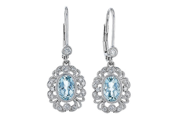 A275-01414: EARRINGS .75 TW AQUA .92 TGW (7x5MM AQUA)