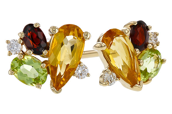 A275-03214: EARRINGS .66 SEMI PREC (CIT,PER,GAR) .70 TGW