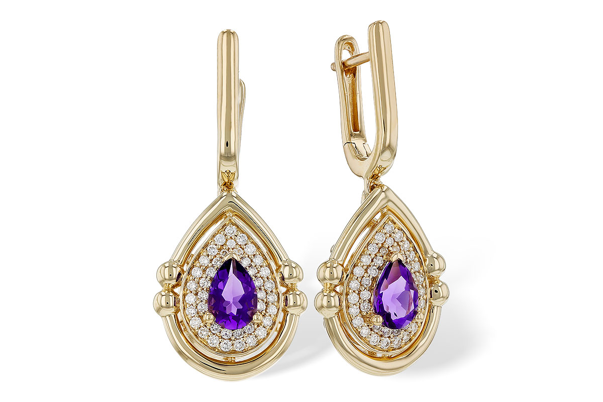 A275-91414: EARRINGS .63 TW AMETHYST .90 TGW (6x4MM AMY)