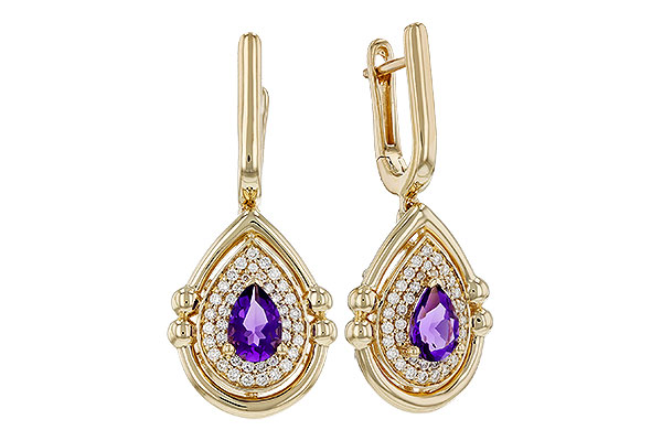 A275-91414: EARRINGS .63 TW AMETHYST .90 TGW (6x4MM AMY)