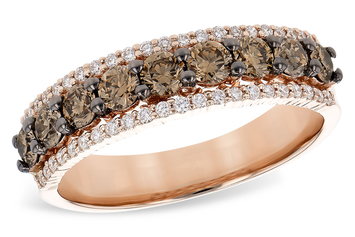 B273-25987: LDS WED RG .80 TW BROWN DIAS 1.00 TW