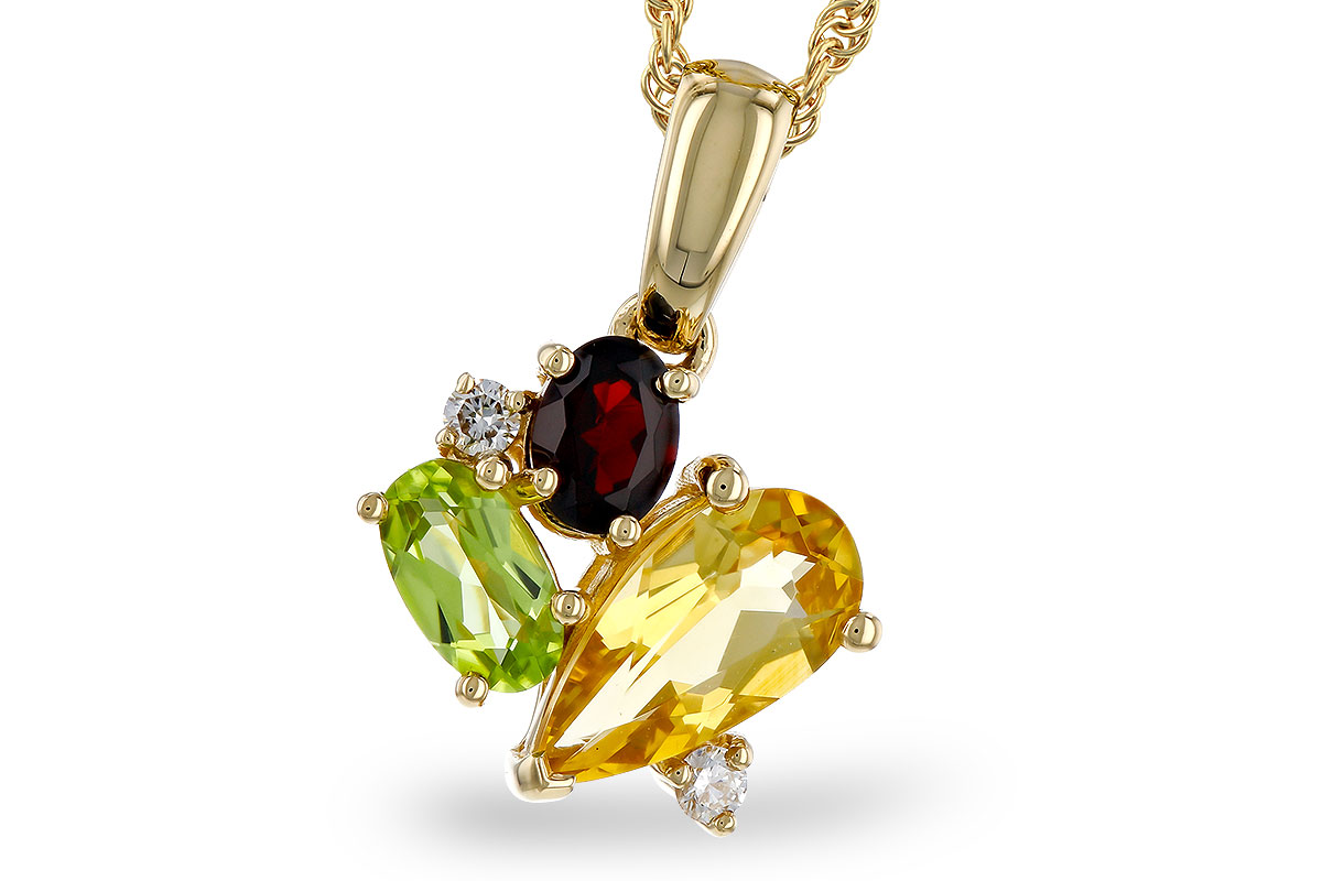 B275-03214: NECKLACE .79 SEMI PREC (CIT,PER,GAR) .82 TGW
