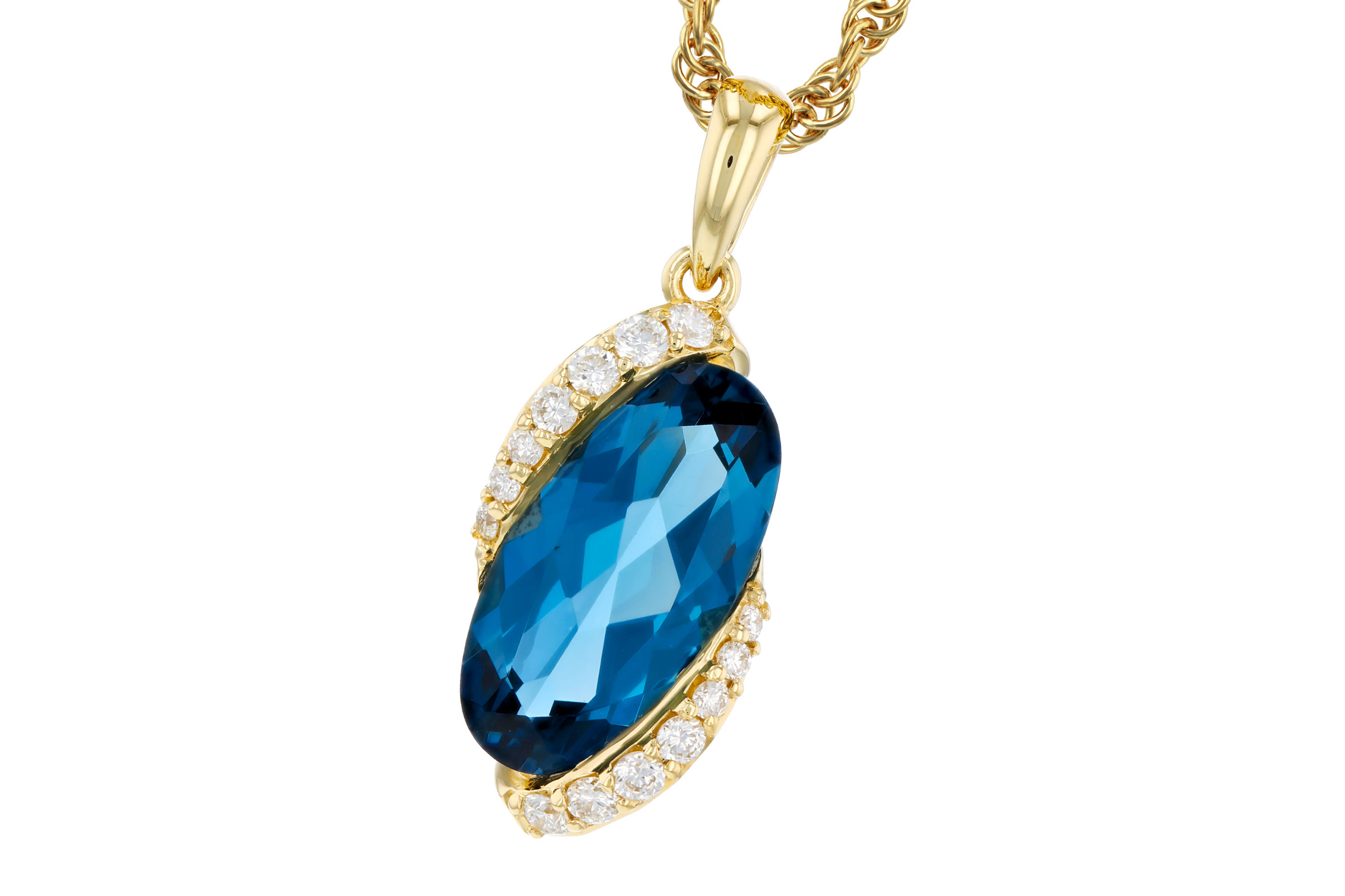 B275-94123: NECK 2.25 LONDON BLUE TOPAZ 2.37 TGW (12x6MM LBT)