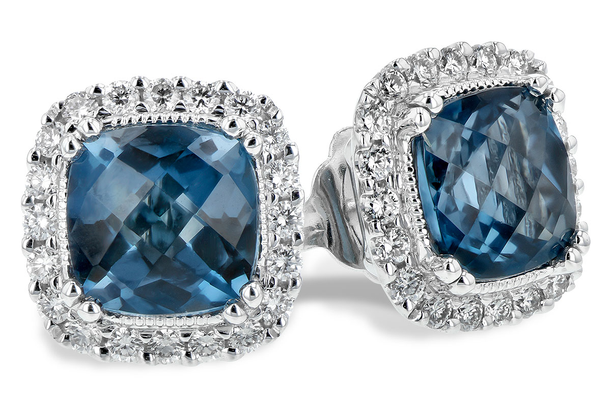 C189-55932: EARR 2.14 LONDON BLUE TOPAZ 2.40 TGW (6MM LBT)