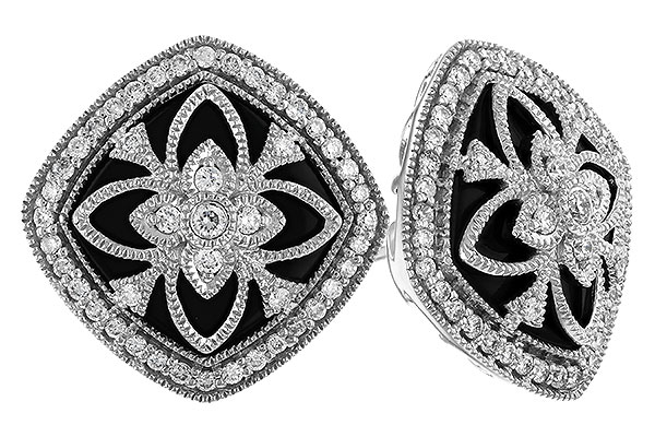 C274-15987: DIA & ONYX EARRINGS .38 TW