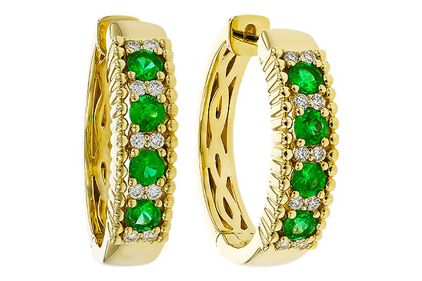 C275-08723: EARRINGS .33 TW EMERALD .45 TGW