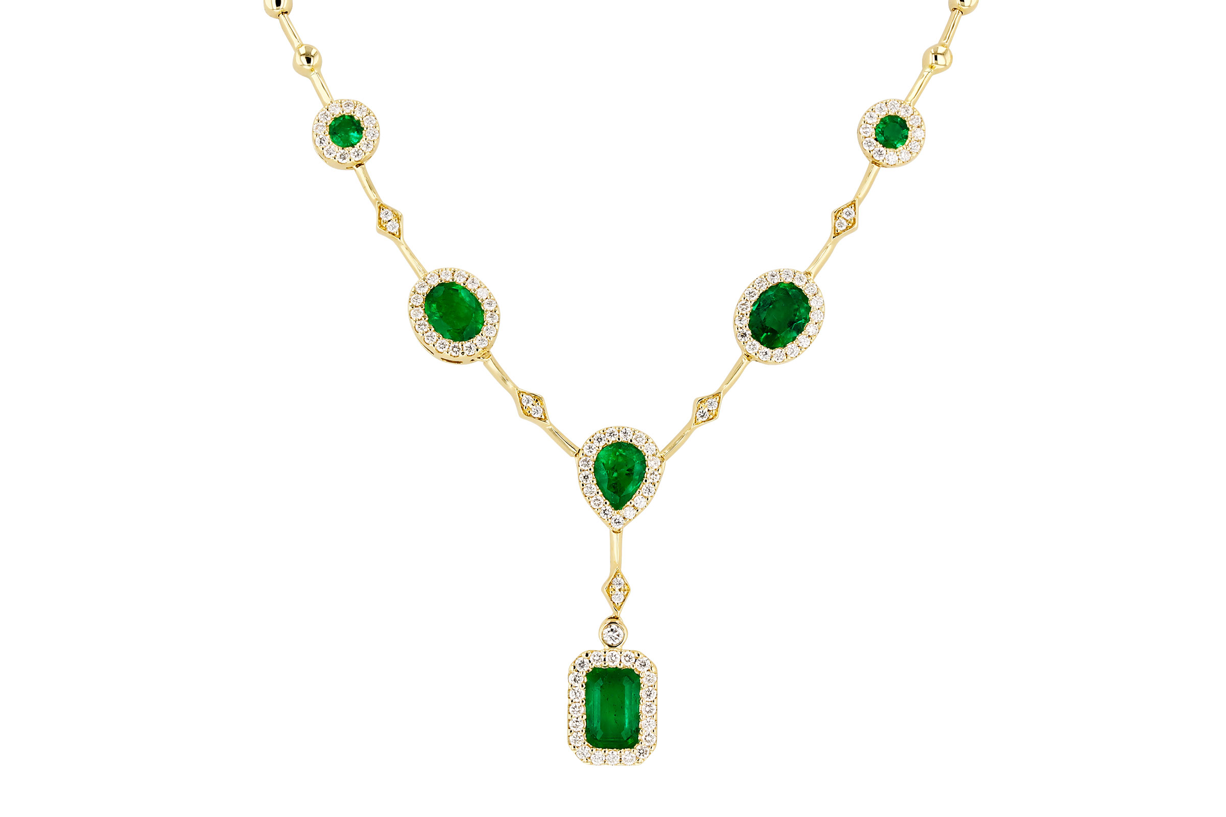 C275-93187: NECKLACE 1.66 TW EMERALD 2.08 TGW (17")