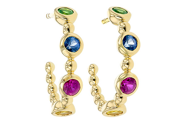 D275-91368: EARR .68 TW MULTI-COLOR SAPPH & GREEN GARNET