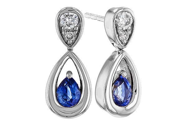 E275-03223: EARRINGS .42 SAPPHIRE .54 TGW (4x3 SAPP)
