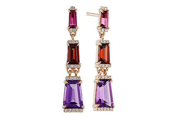 E275-04159: EARRINGS 1.98 SEMI-PREC (PT,GT,AMY) 2.05 TGW