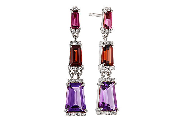 E275-04159: EARRINGS 1.98 SEMI-PREC (PT,GT,AMY) 2.05 TGW