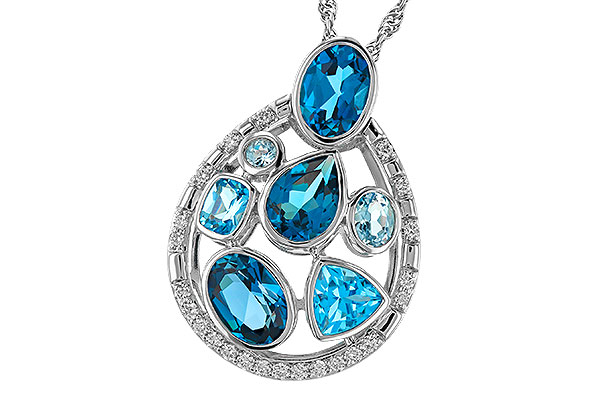 E275-05950: NECKLACE 3.23 TW BLUE TOPAZ 3.38 TGW