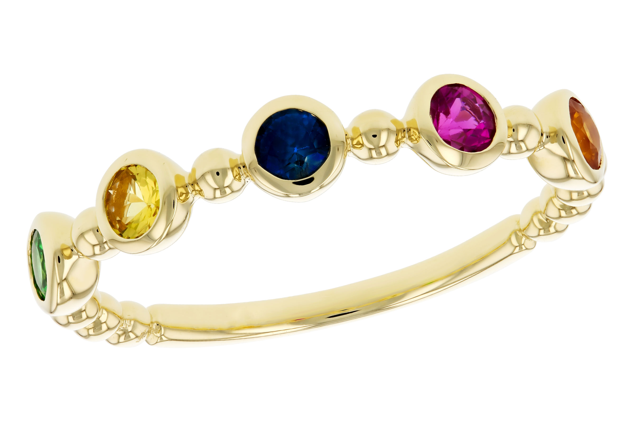 E275-91368: LDS WED RG .52 TW MULTI-COLOR SAPPH & GREEN GARNET