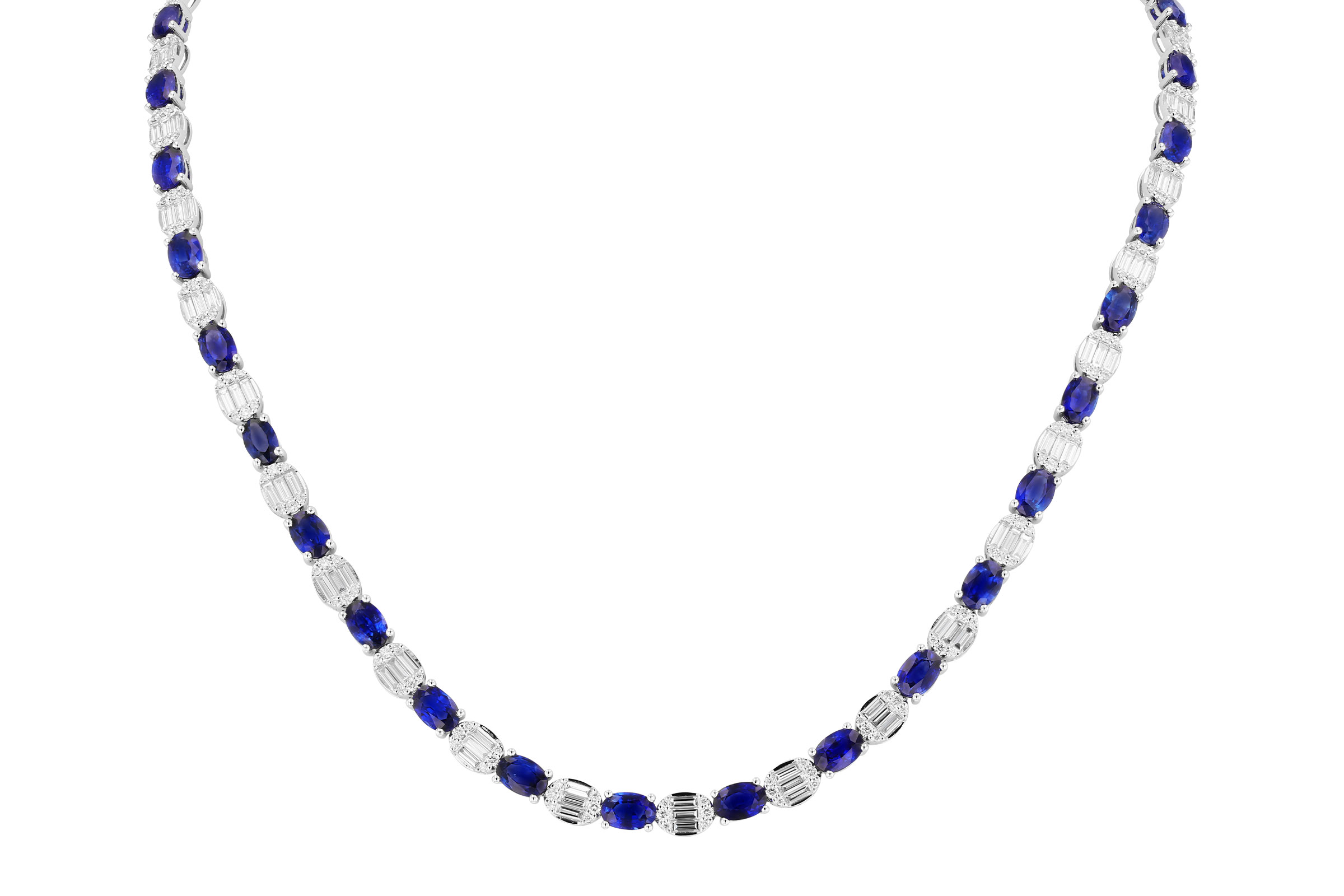 E275-93186: NECKLACE 17.68 TW SAPPHIRE 21.82 TGW (17")