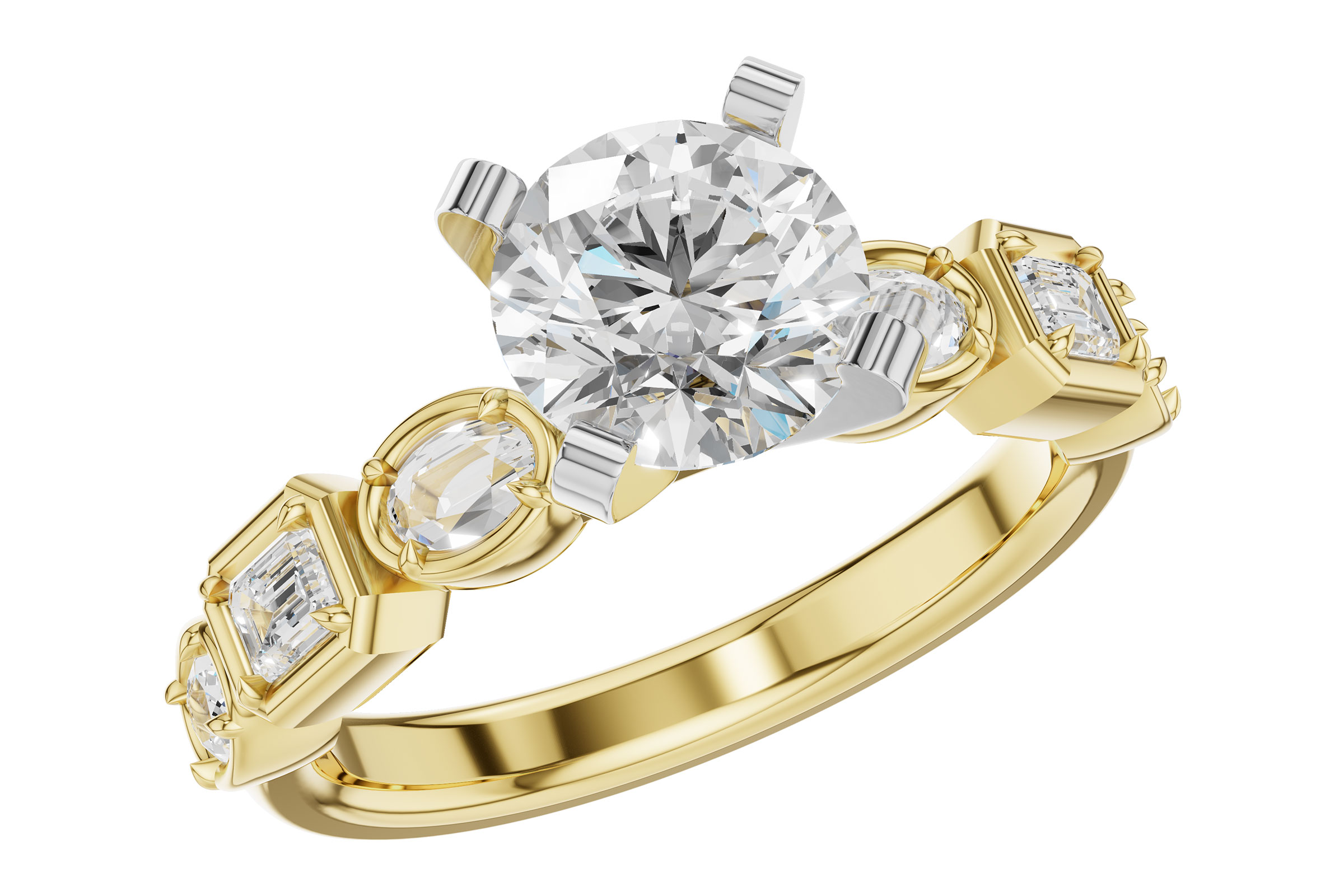 E275-93259: LDS SEMI DIA RG .45 TW FANCY CUT DIAS