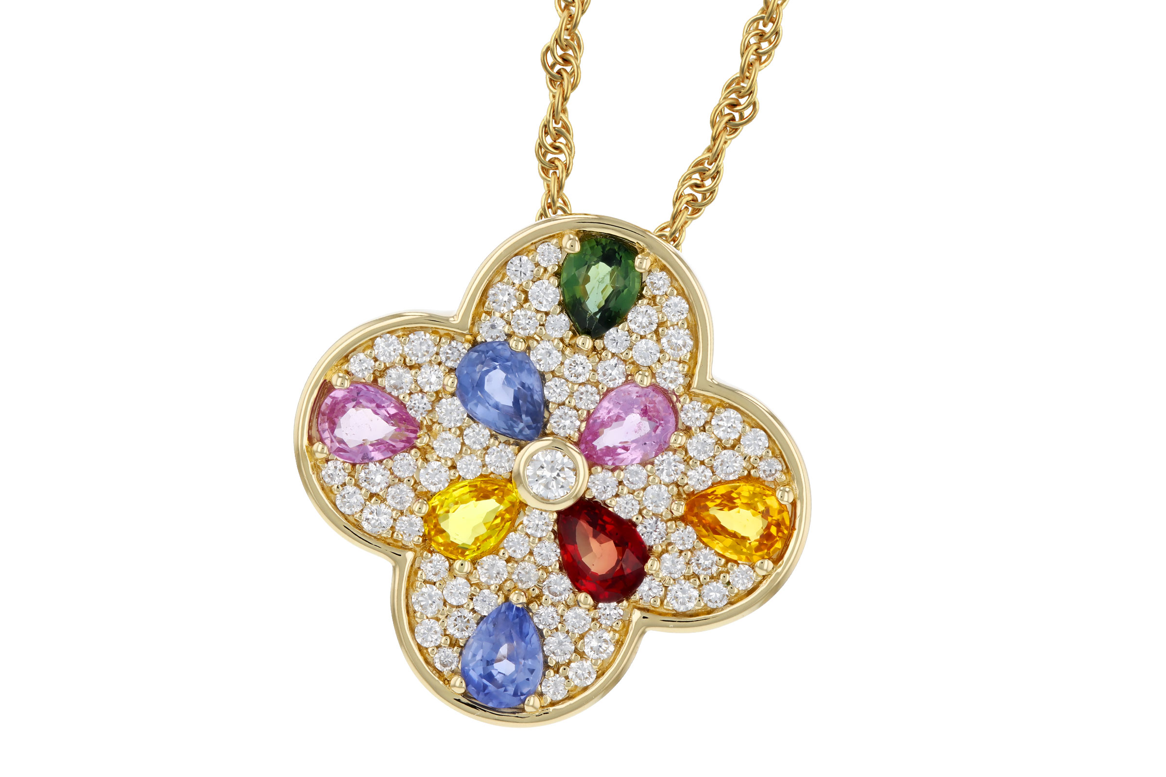 E275-94132: NECKLACE 1.40 MULTI-COLOR SAPPH 1.82 TGW