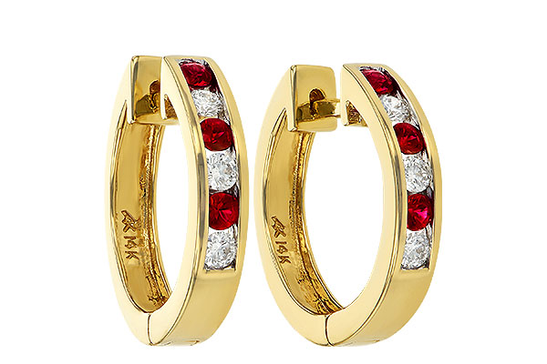 F001-39550: EARRINGS .29 RUBY .50 TGW
