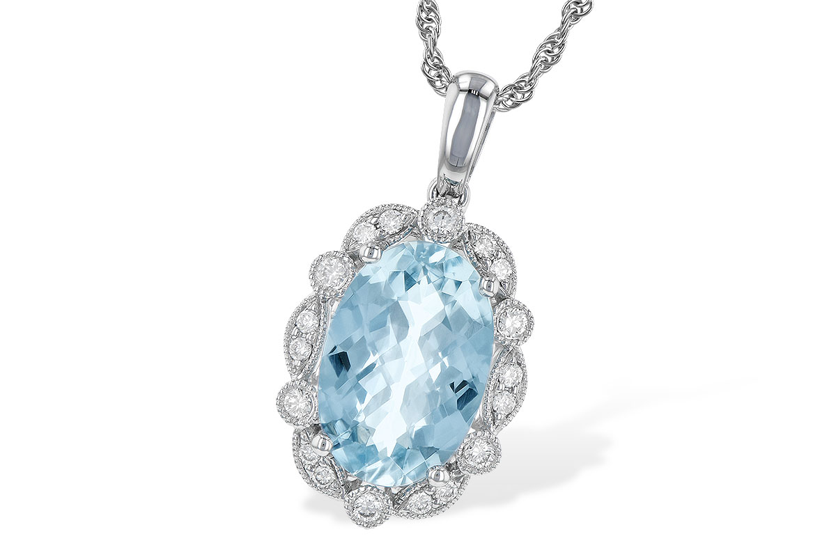 F190-51395: NECKLACE 2.40 AQUA 2.57 TGW (12x8MM AQ)