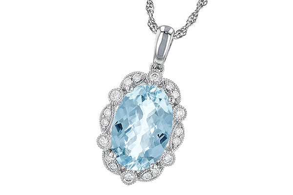 F190-51395: NECKLACE 2.40 AQUA 2.57 TGW (12x8MM AQ)