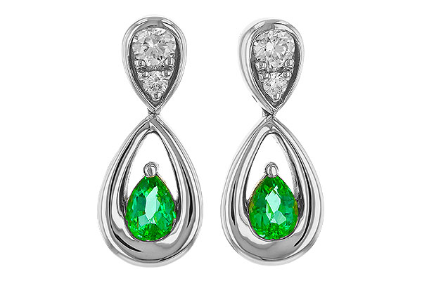 F275-04141: EARRINGS .20 EMERALD .32 TGW (4x3 EMER)