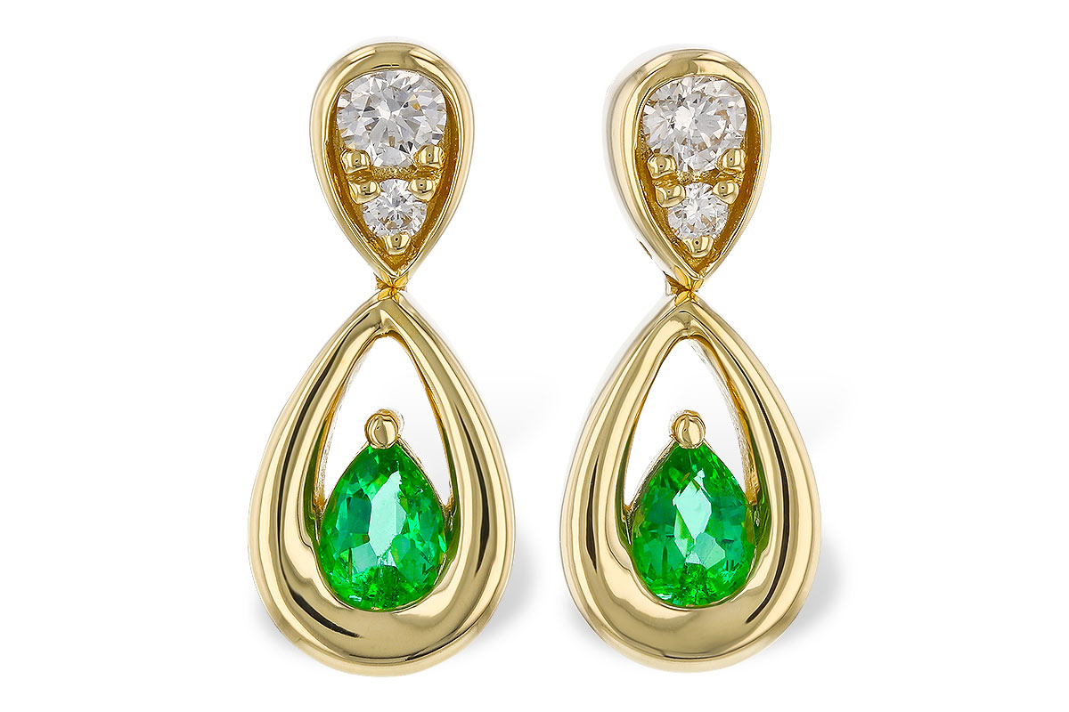 F275-04141: EARRINGS .20 EMERALD .32 TGW (4x3 EMER)