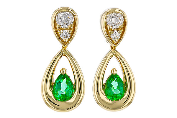 F275-04141: EARRINGS .20 EMERALD .32 TGW (4x3 EMER)