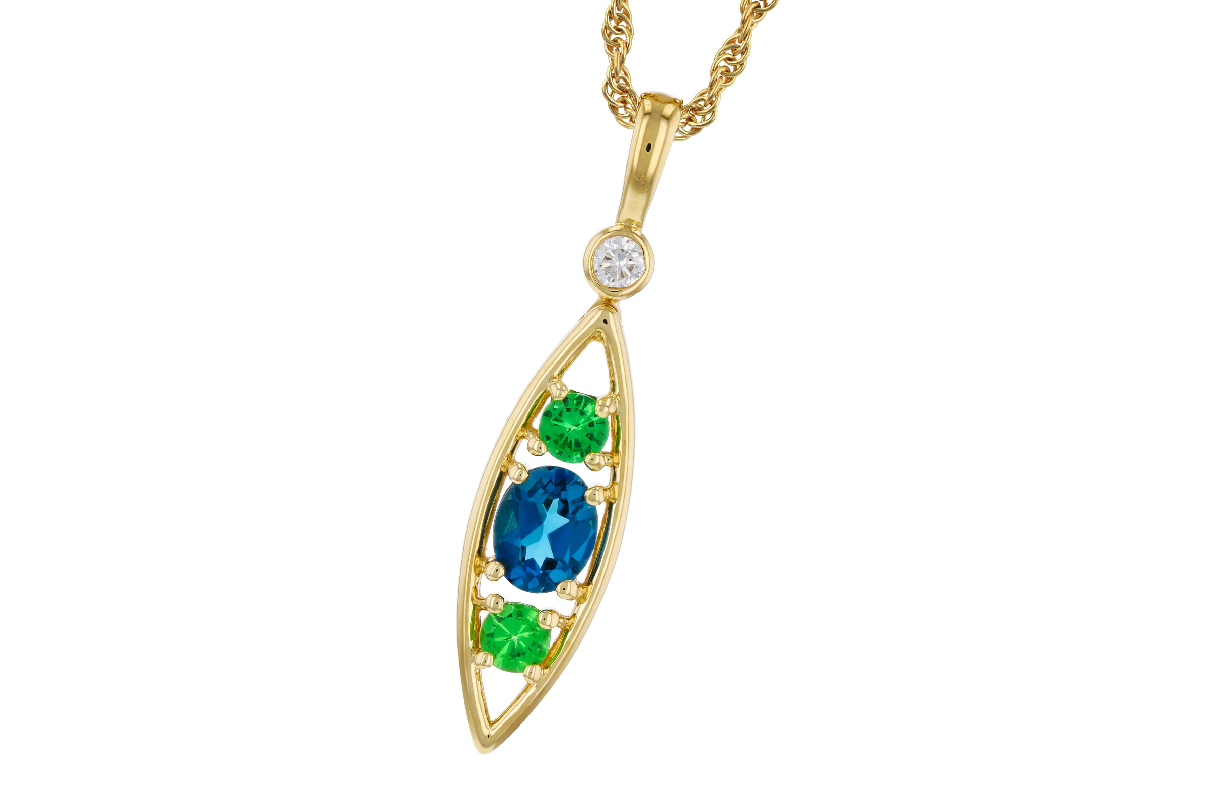 F275-93223: NECKLACE .54 SEMI-PREC (LBT & GR.GT) .58 TGW
