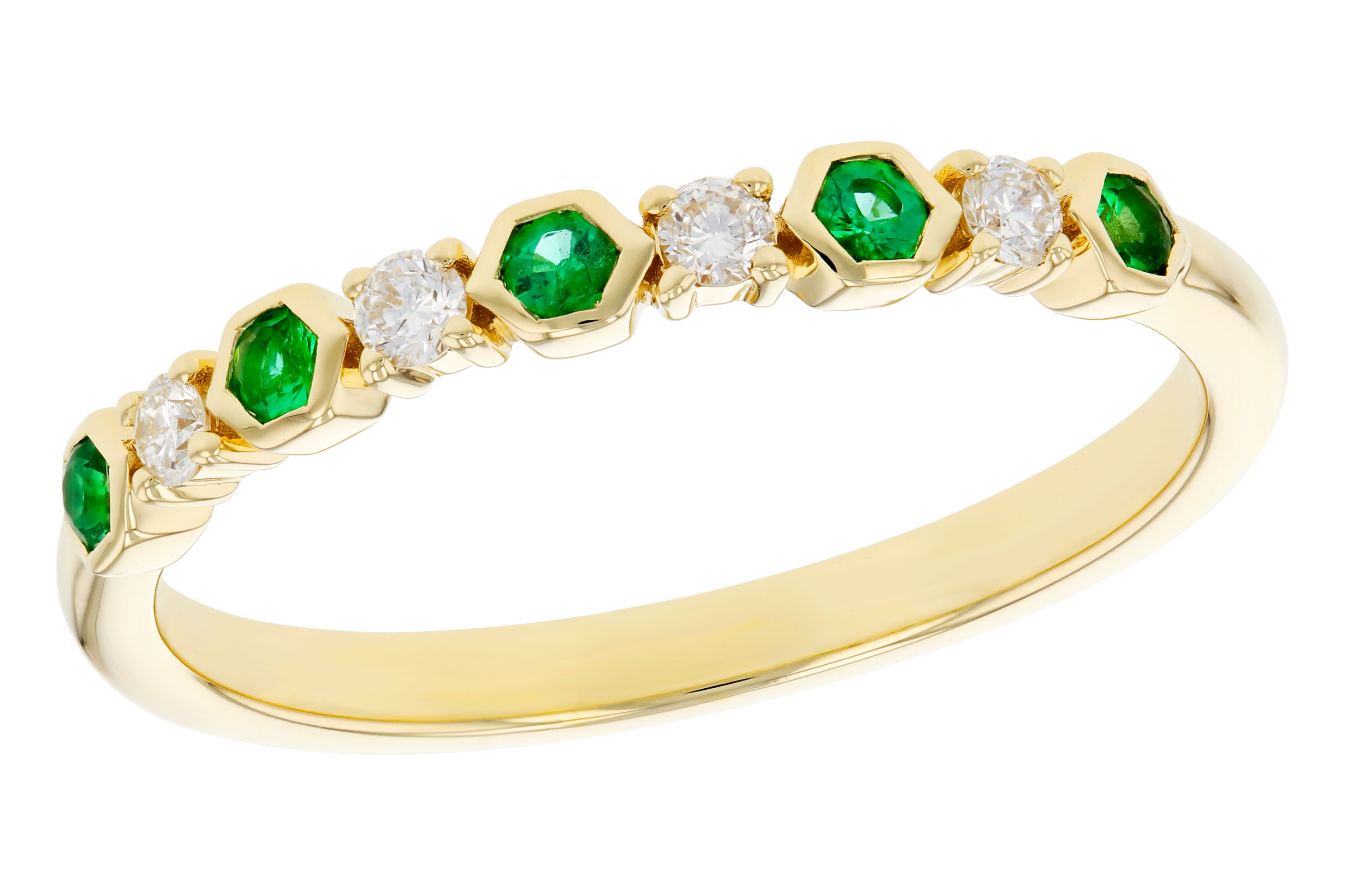 F275-94123: LDS WED RG .10 TW EMERALD .20 TGW