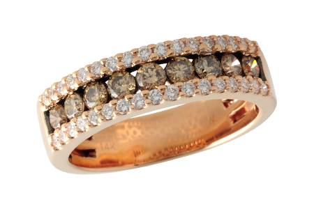 H187-76904: LDS WED RG .64 BROWN DIAS .97 TW
