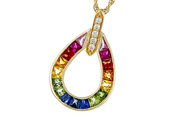 H275-03213: NECKLACE 1.10 MULTI-COLOR SAPPH 1.15 TGW