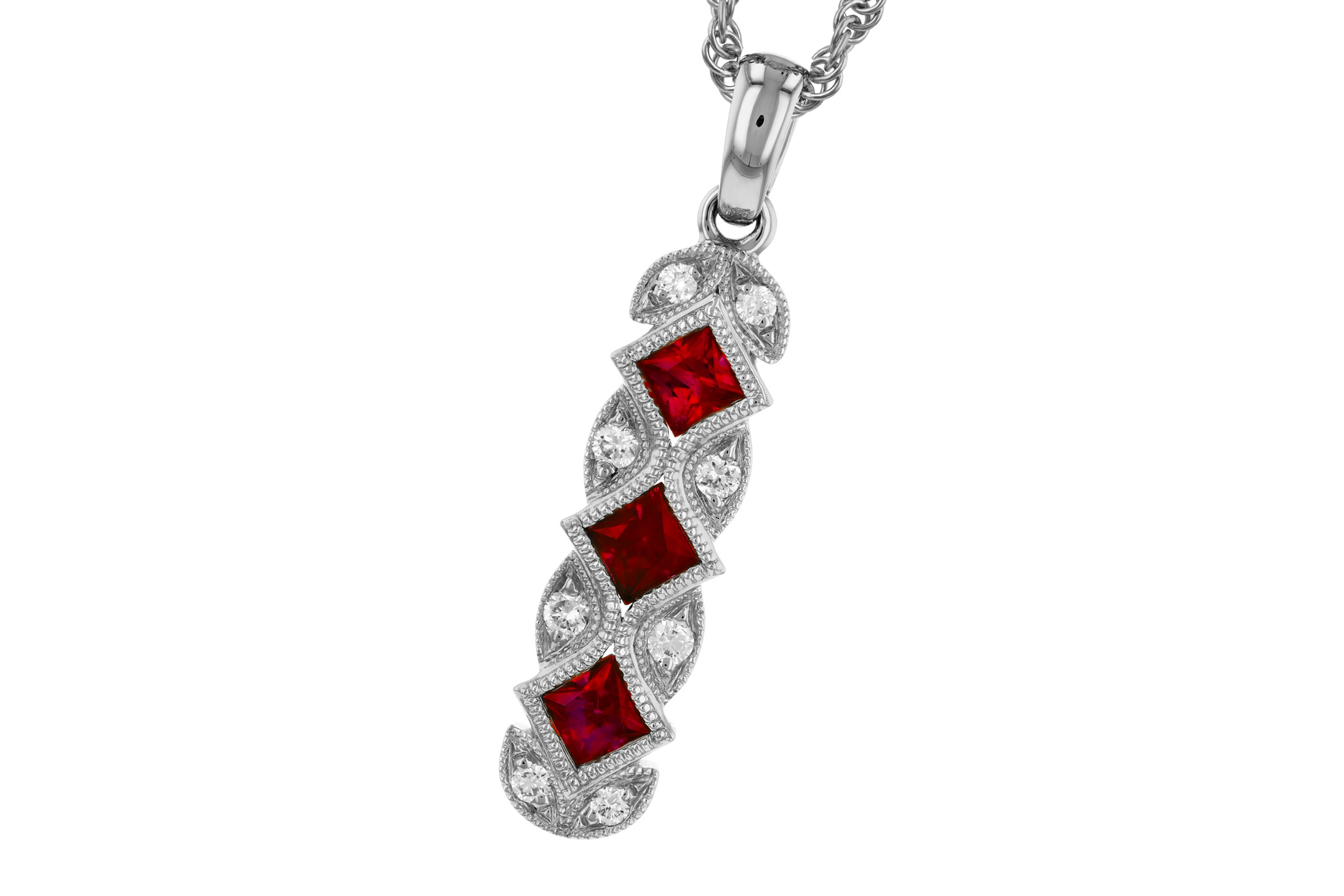 H275-92313: NECKLACE .55 TW RUBY .64 TGW