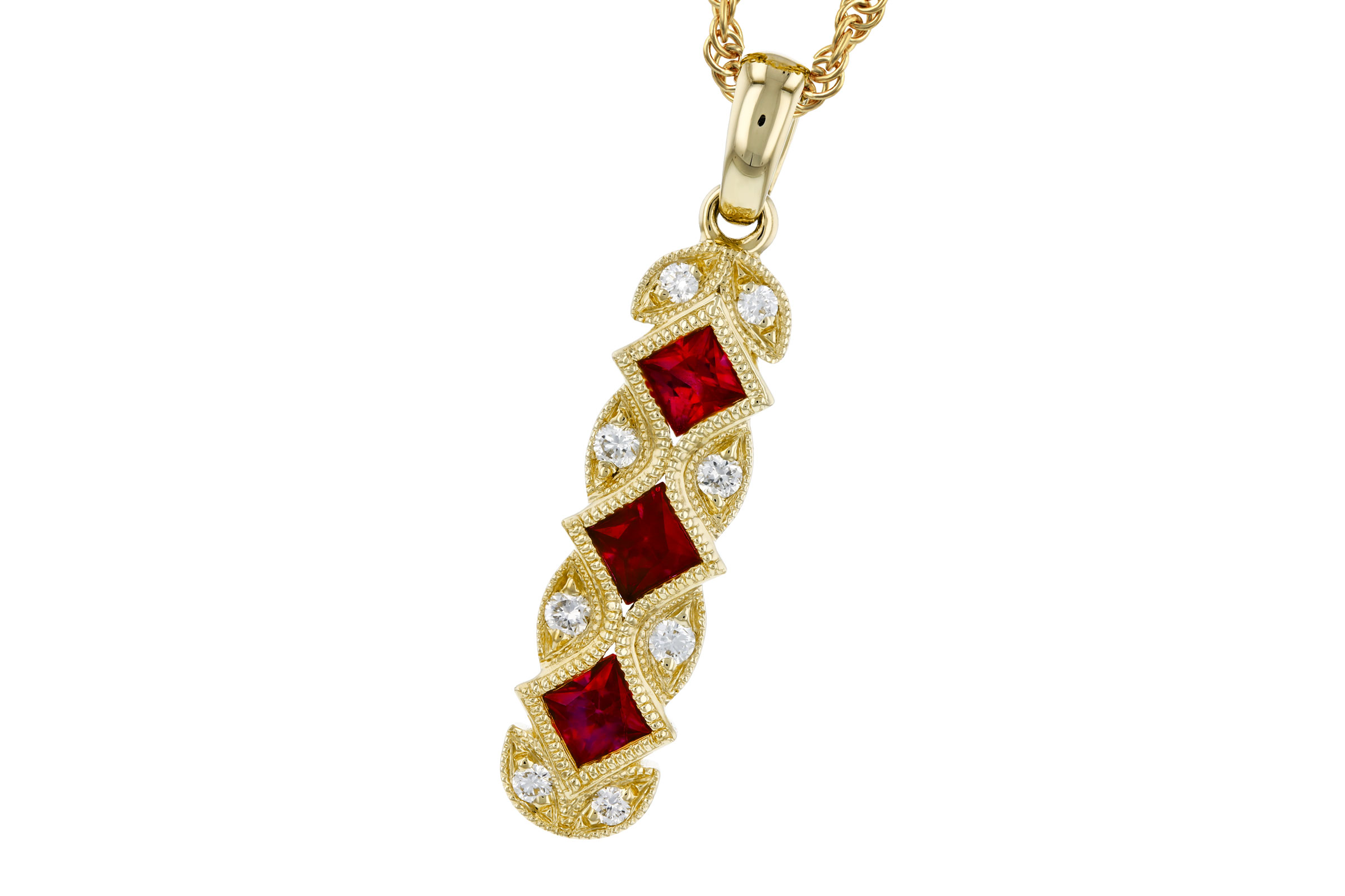 H275-92313: NECKLACE .55 TW RUBY .64 TGW