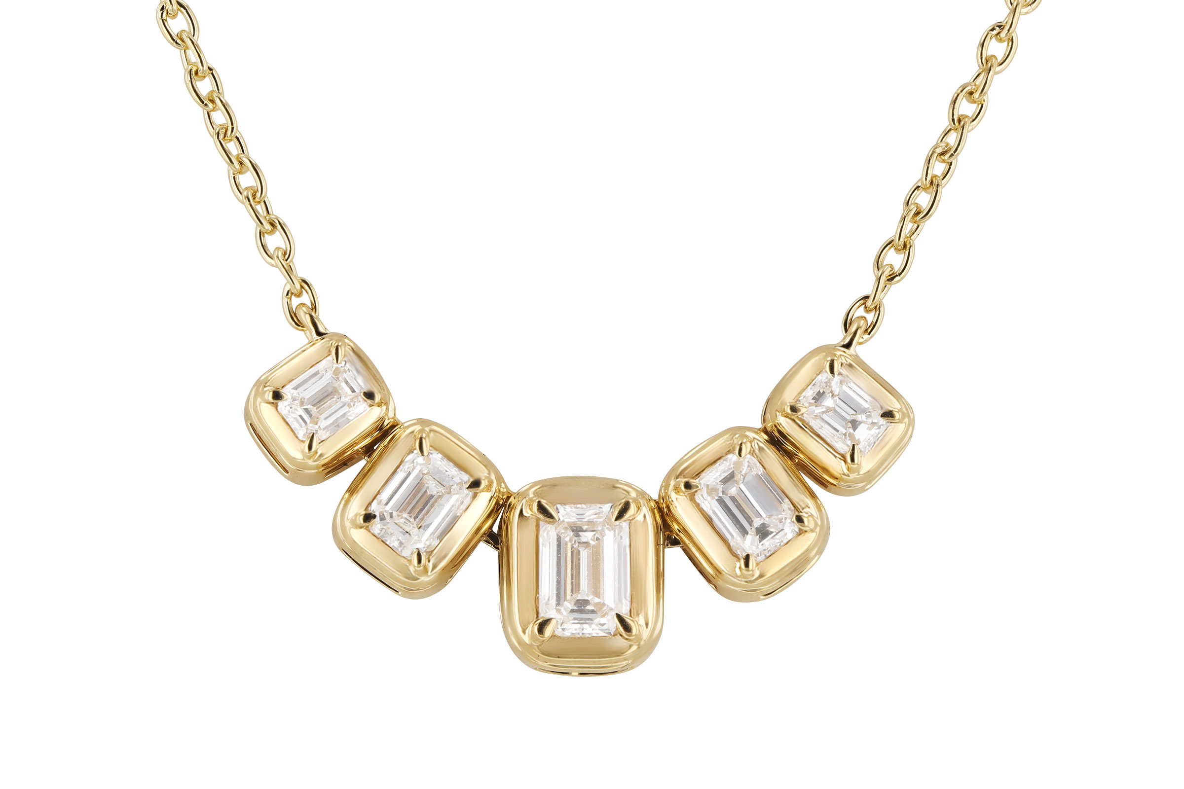 H275-94104: NECKLACE .87 TW EMERALD CUT DIA (18")
