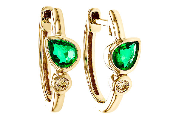 L275-05086: EARRINGS .38 TW EMERALD .44 TGW