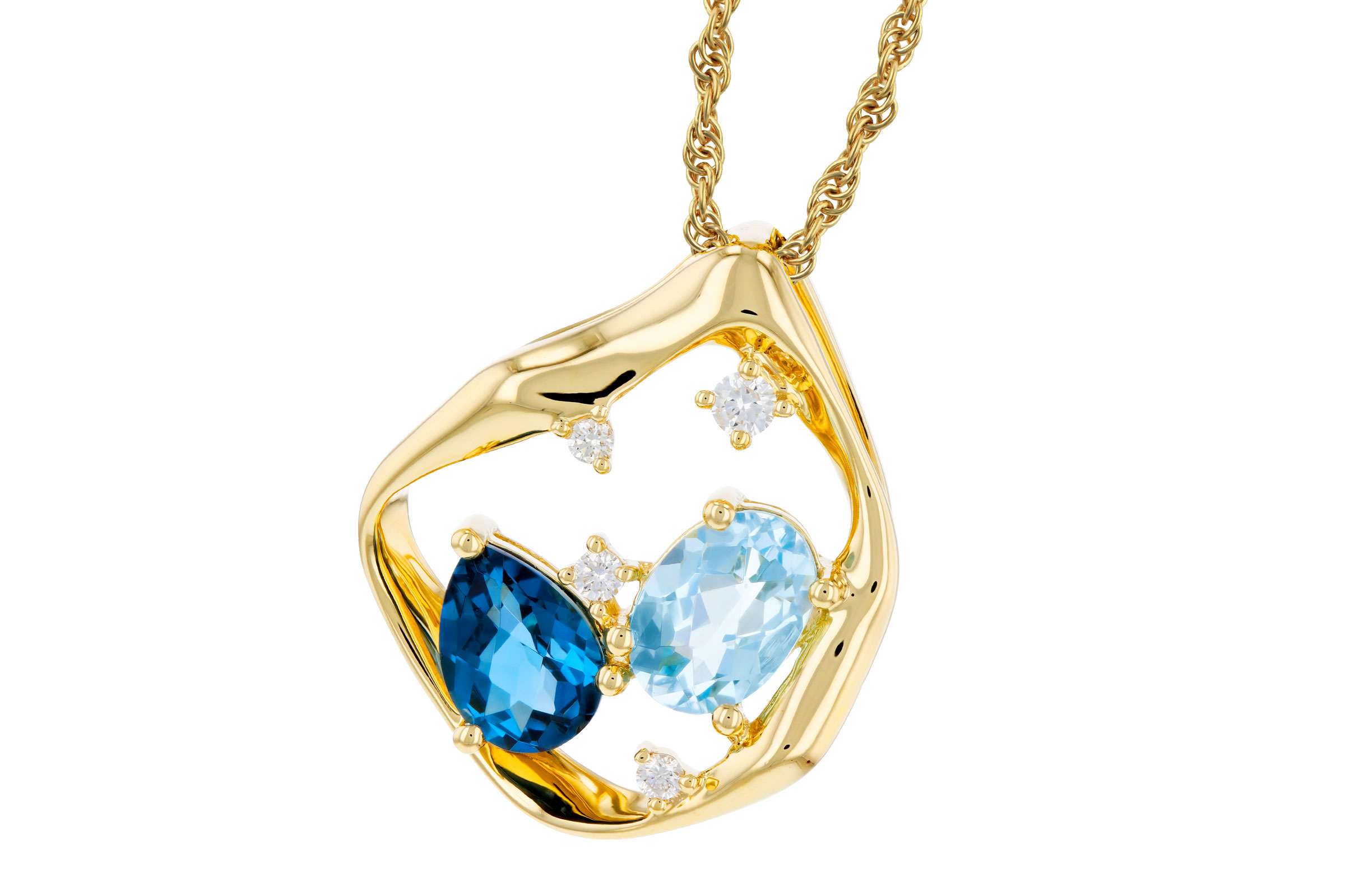 L275-94104: NECKLACE 1.60 TW BLUE TOPAZ 1.67 TGW (7x5MM BT)