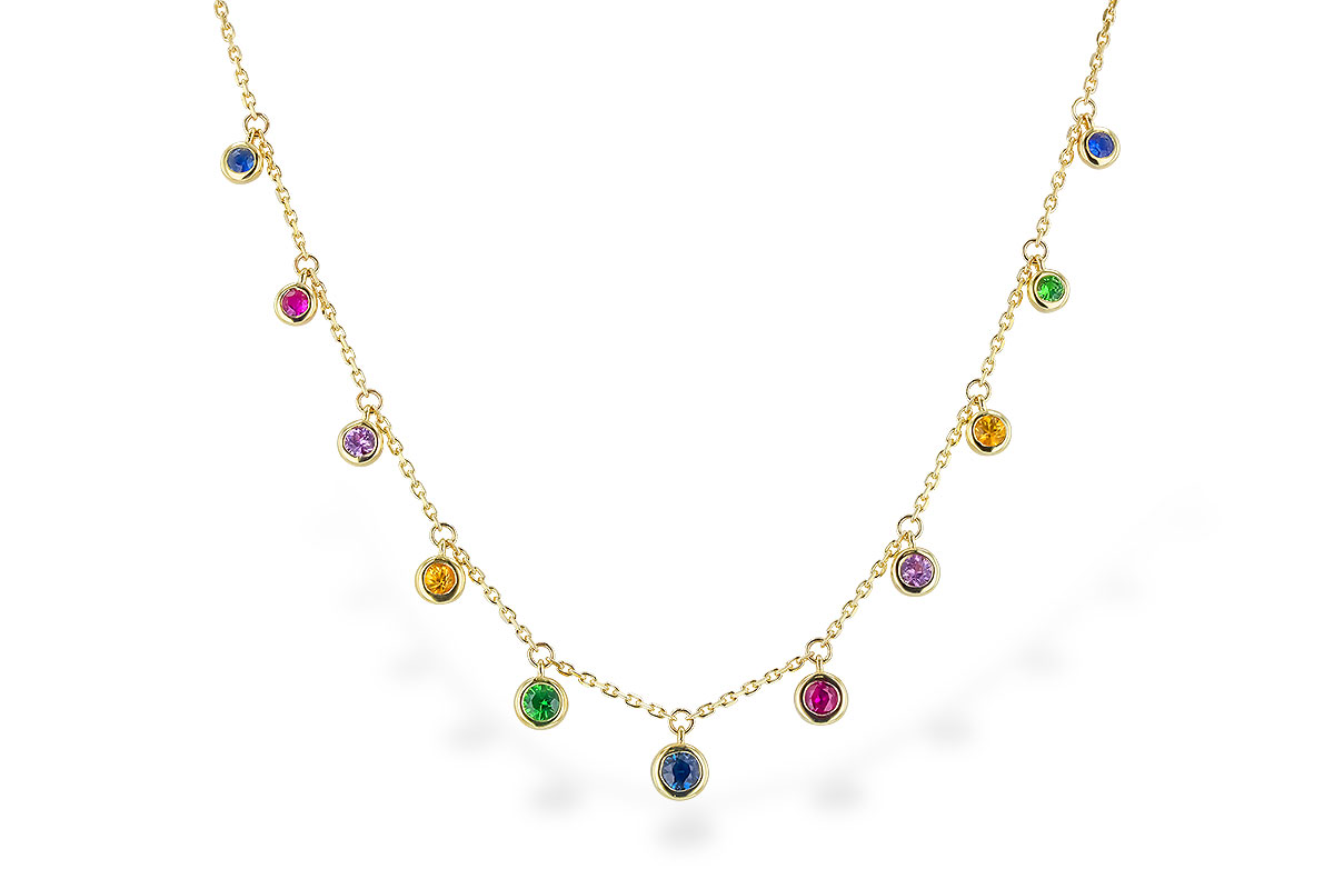 M274-15940: NECK .90 TW MULTI-COLOR SAPPH & GREEN GARNET (18")