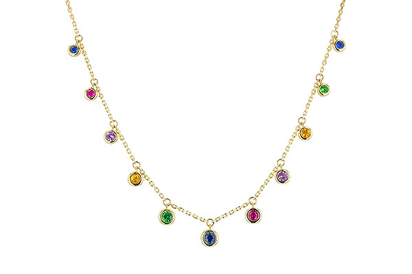 M274-15940: NECK .90 TW MULTI-COLOR SAPPH & GREEN GARNET (18")