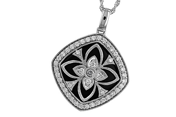 M274-15995: DIA & ONYX NECKLACE .48 TW