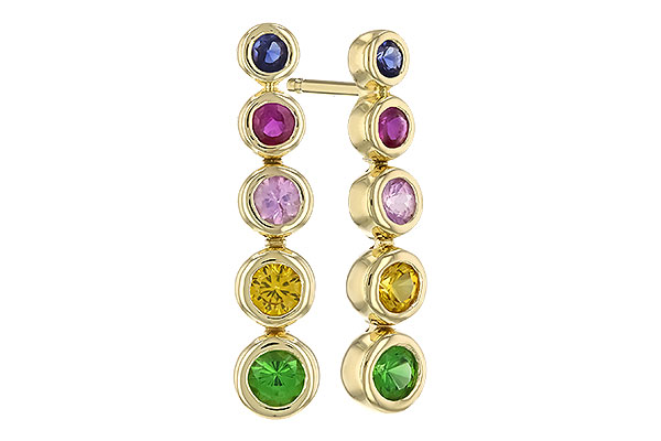 M274-17813: EARR .60 TW MULTI-COLOR SAPPH & GREEN GARNET