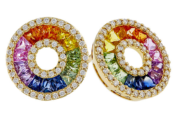 M275-03213: EARRINGS 2.10 MULTI-COLOR SAPP 2.37 TGW