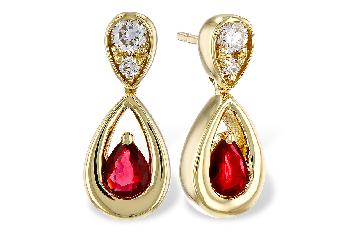 M275-03222: EARRINGS .40 RUBY .52 TGW (4x3 RUBY)