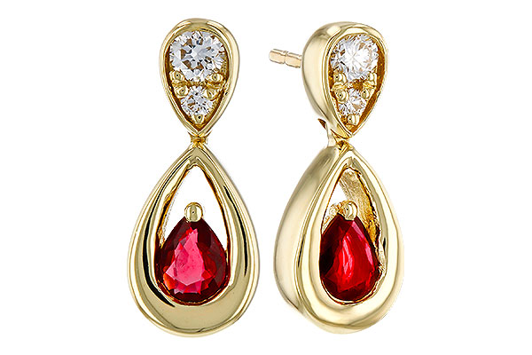 M275-03222: EARRINGS .40 RUBY .52 TGW (4x3 RUBY)
