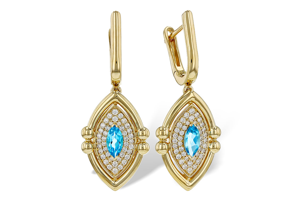 M275-91413: EARRINGS .50 TW BLUE TOPAZ .78 TGW (6x3MM BT)