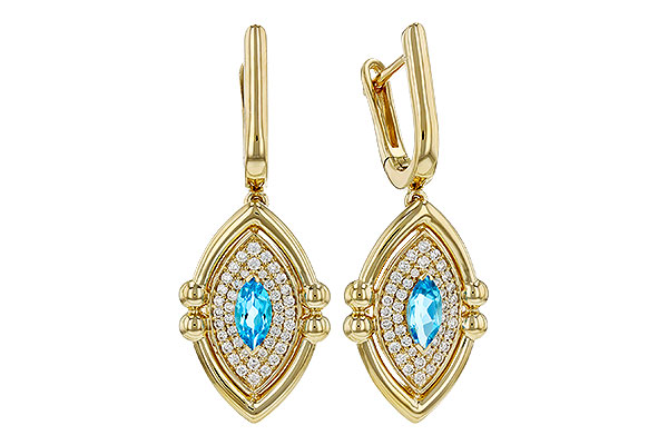 M275-91413: EARRINGS .50 TW BLUE TOPAZ .78 TGW (6x3MM BT)